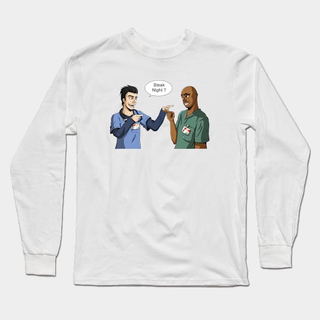 Steak Night of JD and Turk Scrubs Long Sleeve T-Shirt by GWCVFG